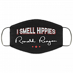 I Smell Hippies - Ronald Reagan Funny Mask - Washable Reusable Custom – Printed Cloth Face Mask Cover, Black, Cloth Face Cover