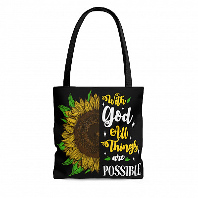 With God All Things Are Possible All Over Print Tote Bag - Shoulder Bag