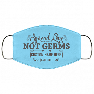 Personalized Spread Love Not Germs - Bride And Groom Face Masks, Columbia Blue, Cloth Face Cover