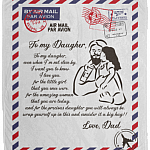 From Dad Even When I’m Not Close by I Want You to Know I Love You to Daughter Fleece Blanket - Mink Sherpa Blanket, White, Cozy Plush Fleece Blanket - 50x60