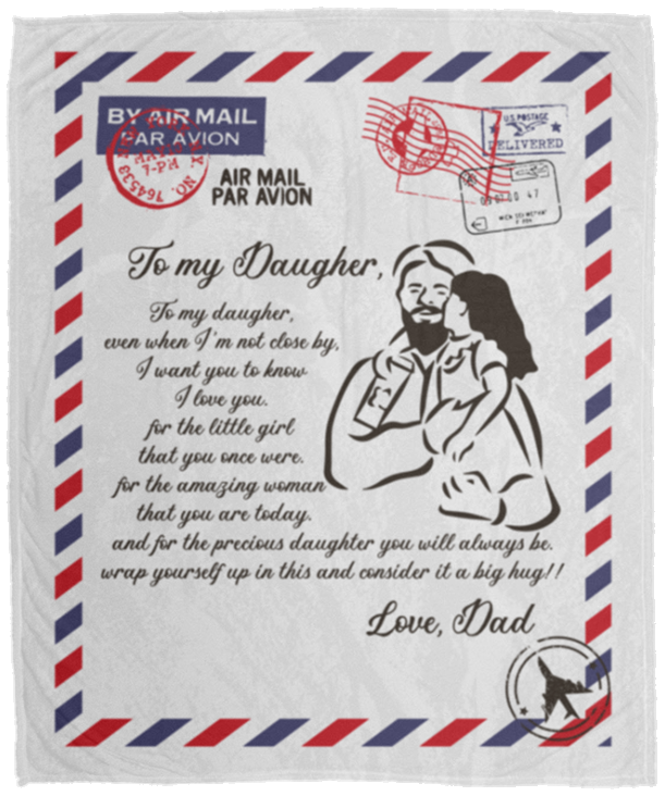 From Dad Even When I’m Not Close by I Want You to Know I Love You to Daughter Fleece Blanket - Mink Sherpa Blanket, White, Cozy Plush Fleece Blanket - 50x60