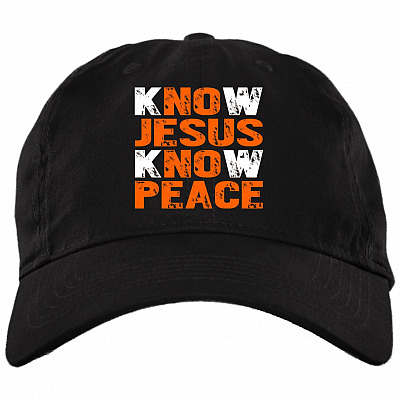 Know Jesus Know Peace God And Christian Twill Cap - High-Profile Snapback Hat, Black, Brushed Twill Dad Cap