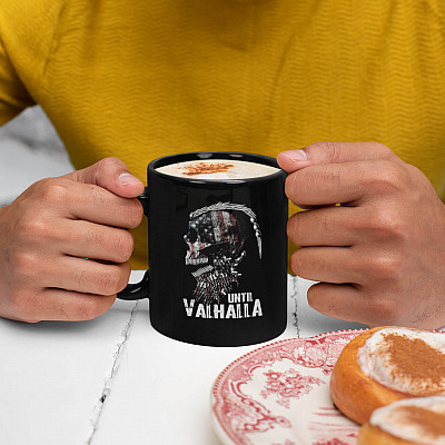 Alternative view of Until Valhalla Mug Viking Mug - Skull American Flag Mug - Norse Viking Ceramic Coffee Mug - Beer Stein - Water Bottle
