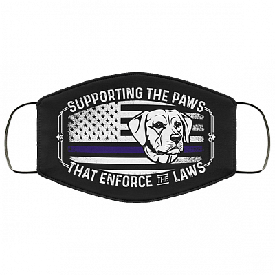 Labrador Retriever Supporting The Paws That Enforce The Laws Washable Reusable Custom - Printed Cloth Face Mask, Black, Cloth Face Cover