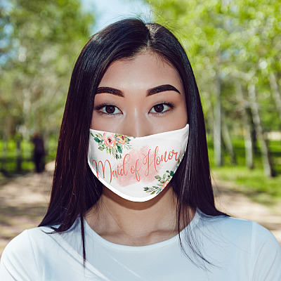 Alternative view of Maid Of Honor Floral Mask Washable Reusable Custom – Printed Cloth Face Mask Cover