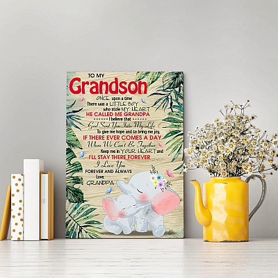 Alternative view of Grandpa to My Grandson Once Upon a Time There Was a Little Boy Who Stole My Heart Framed Canvas - Unframed Poster