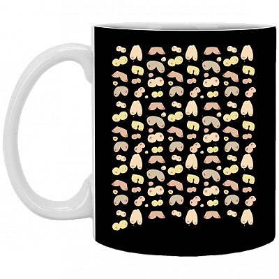 Feminist Art Boob Ceramic Coffee Mug - Body Positive Gifts Mug, Black, 11 oz. White Mug
