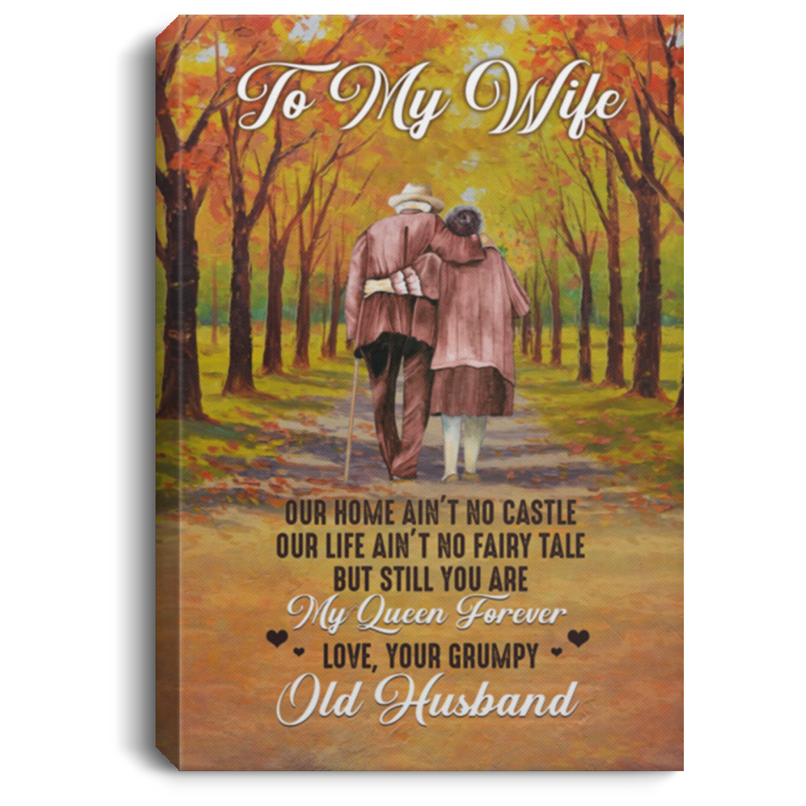 To My Wife Our Home Ain't No Castle Wrapped Framed Canvas Prints - Unframed Poster - Home Decor Wall Art, White, 0.75'' Framed Canvas