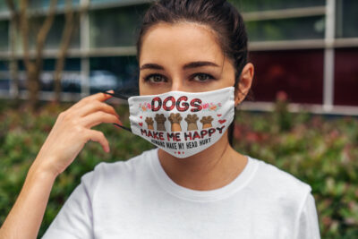 Alternative view of Dogs Make Me Happy Humans Make My Head Hurt Washable Reusable Custom – Printed Cloth Face Mask Cover
