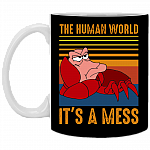 The Human World It's A Mess Funny Crab - Retro Vintage Ceramic Coffee Mug - Beer Stein, Black, 11 oz. White Mug