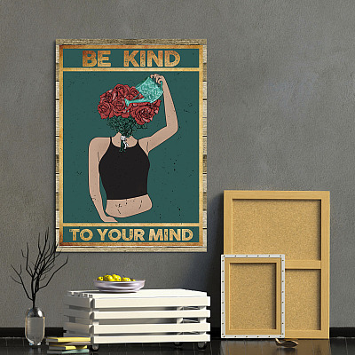 Alternative view of Be Kind To Your Mind Mental Health Awareness Gallery Wrapped Framed Canvas Prints - Unframed Poster