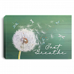 Just Breathe Dragonfly Gallery Wrapped Framed Canvas Prints - Unframed Poster - Home Decor Wall Art, White, 0.75'' Framed Canvas
