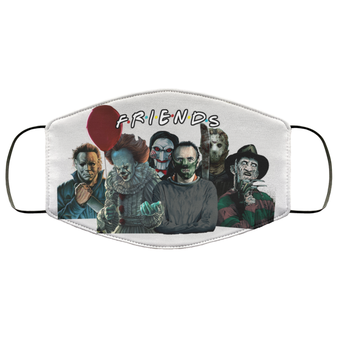 Friends Horror Movies Creepy Halloween Characters Washable Reusable Custom - Printed Cloth Face Mask Cover, White, Cloth Face Cover