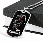 Until Valhalla Viking Dog Tag Pendant Necklace - Skull American Flag Pendant Necklace - Norse Viking Necklace - Dog Tag (Silver)