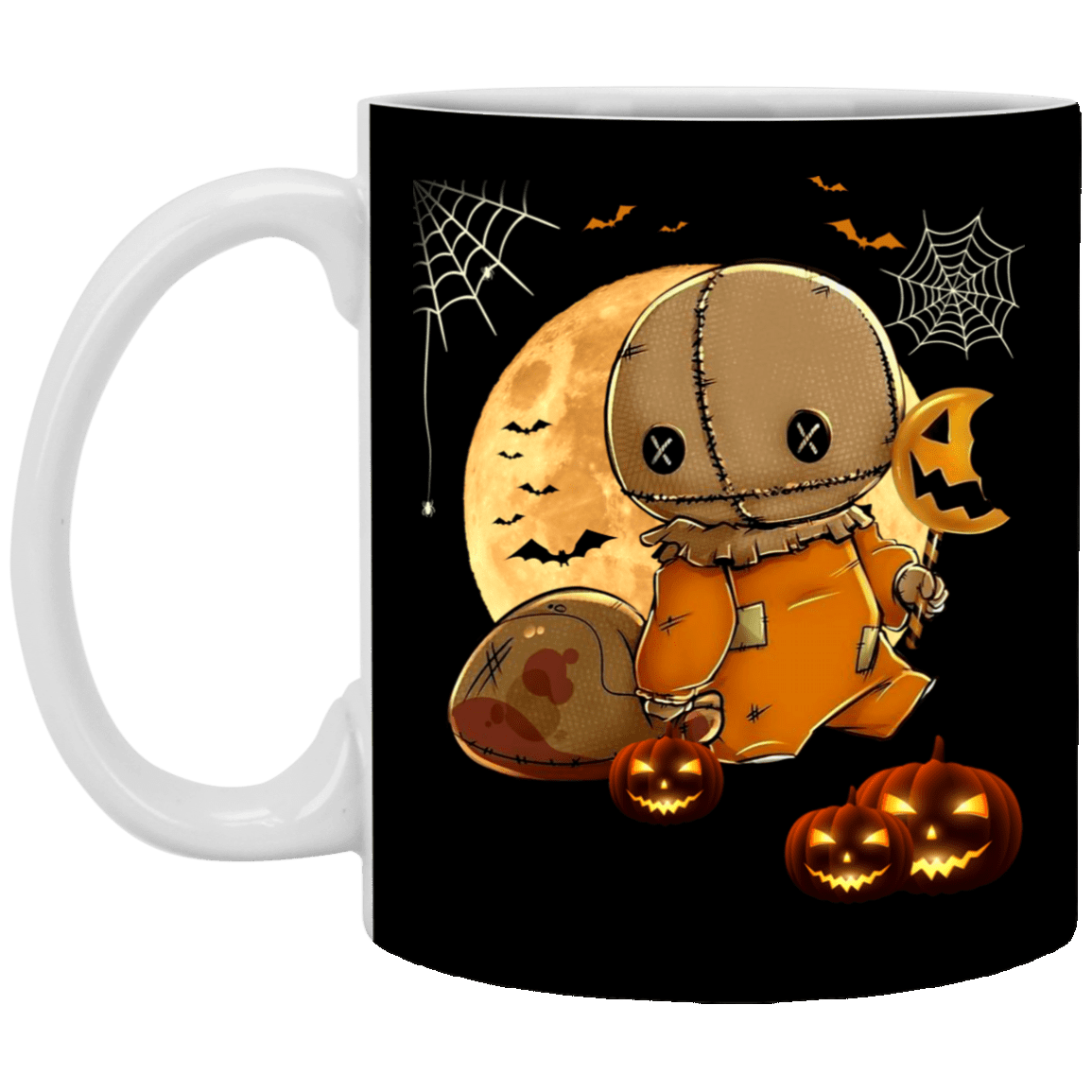 Trick R Treat Sam Coffee Mug - Beer Stein - Water Bottle - Color Changing Mug - Halloween Mug, Black, 11 oz. White Mug Trick R Treat Sam Coffee Mug - Beer Stein - Water Bottle - Color Changing Mug - Halloween Mug, Black, 11 oz. White Mug
