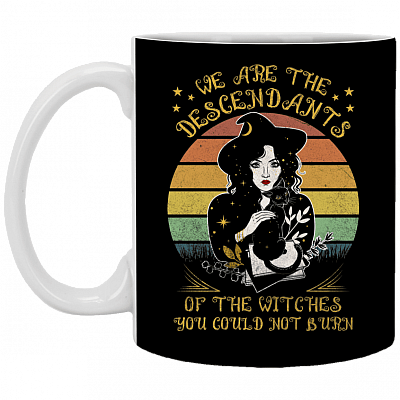 Descendants of the Witches You Could Not Burn Coffee Mug - Beer Stein - Water Bottle - Color Changing Mug, Black, 11 oz. White Mug
