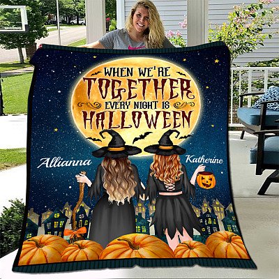 Alternative view of Personalized When We're Together Every Night Is Halloween Fleece Blanket - Premium Sherpa Blanket