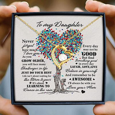 Alternative view of To My Daughter Never Forget How Much I Love You From Mom Forever Heart Pendant Necklace