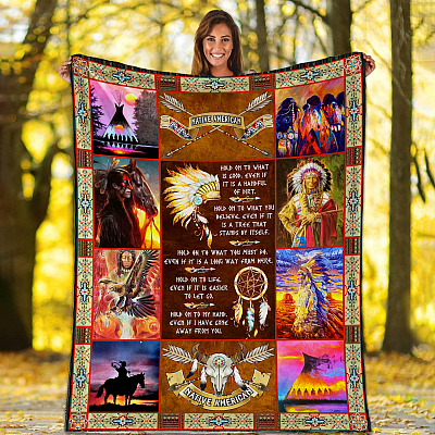 Alternative view of Hold On To What Is Good Native American Fleece Blanket - Premium Mink Sherpa Blanket - Woven Blanket