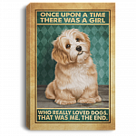 Shih Tzu Once Upon A Time There Was A Girl Who Really Loved Dogs Wrapped Framed Canvas Prints - Unframed Poster, White, 0.75'' Framed Canvas