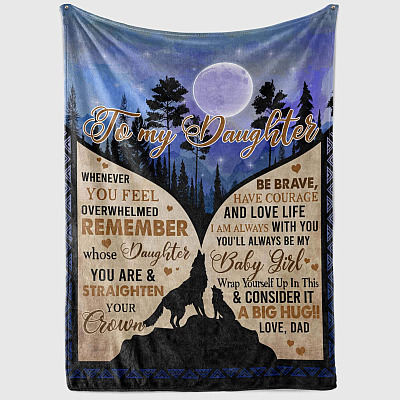 Alternative view of From Dad To My Daughter Whenever You Feel Overwhelmed Wolf Fleece Blanket – Premium Sherpa Blanket – Woven Blanket