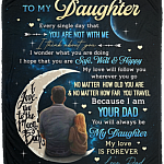 To My Daughter I Hope That You Are Safe Well and Happy Fleece Blanket - Mink Sherpa Blanket - Woven Blanket, White, Cozy Plush Fleece Blanket - 50x60