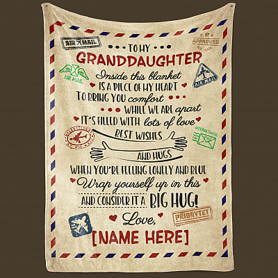 Alternative view of Personalized Letter Blanket to My Granddaughter Inside This Blanket Is a Piece of My Heart Premium Sherpa Blanket
