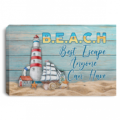 Best Escape Anyone Can Have Ocean Beach Gallery Wrapped Framed Canvas Prints - Unframed Poster - Home Decor Wall Art, White, 0.75'' Framed Canvas