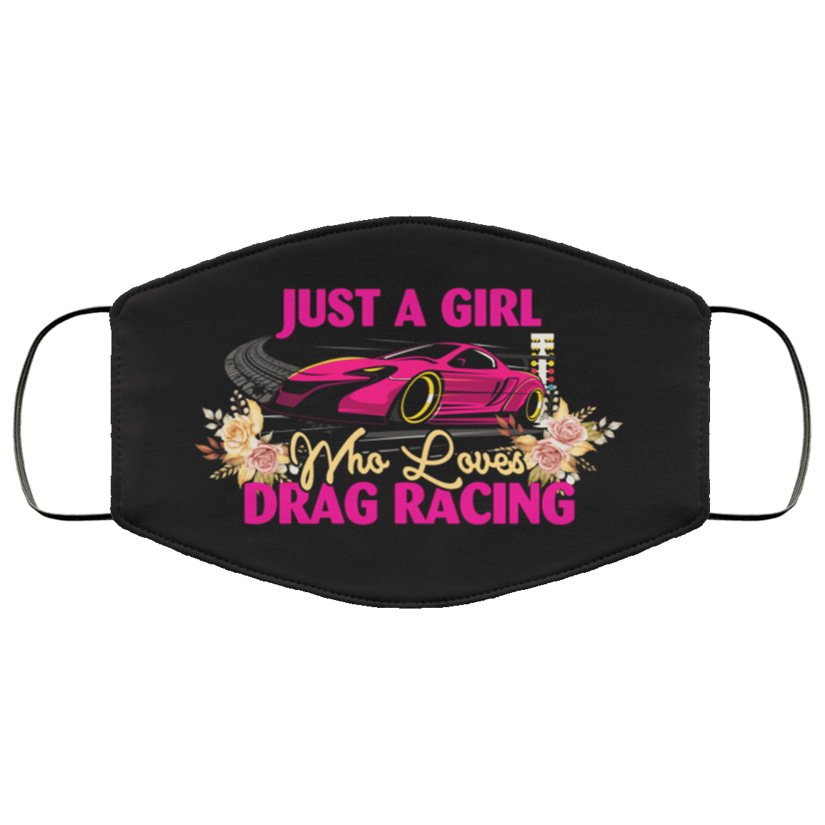Just a Girl Who Loves Drag Racing Washable Reusable Custom - Printed Cloth Face Mask Cover, White, Cloth Face Cover