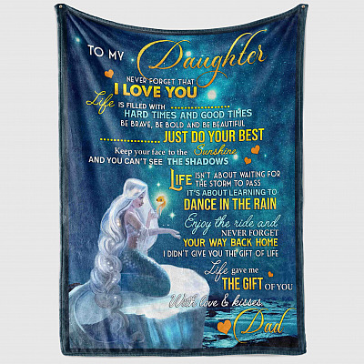 Alternative view of From Dad To My Daughter Never Forget That I Love You Mermaid Fleece Blanket - Premium Sherpa Blanket