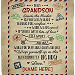 Personalized Letter Blanket to My Grandson Inside This Blanket Is a Piece of My Heart Premium Sherpa Blanket, White, Cozy Plush Fleece Blanket - 50x60