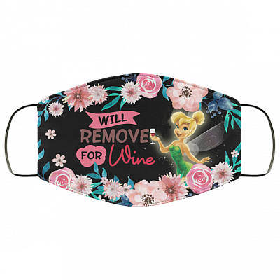 Tinker Bell Will Remove For Wine Washable Reusable Custom – Funny Tinker Bell Printed Cloth Face Mask Cover, Black, Cloth Face Cover