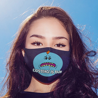 Alternative view of Existence is Pain - Rick And Morty Washable Reusable Custom - Printed Cloth Face Mask Cover