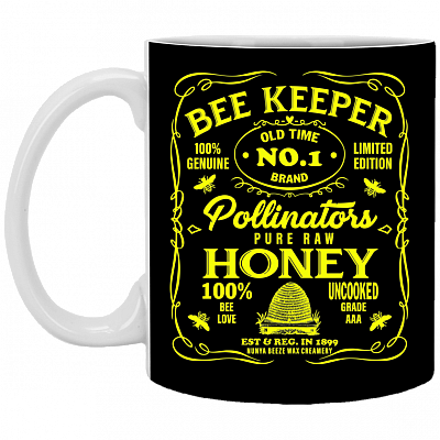 Whiskey Label Beekeeper Honey Bee Bee Lover Gift Ceramic Coffee Mug - Water Bottle, Black, 11 oz. White Mug