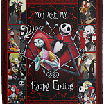 Nightmare You Are My Happy Ending - Christmas Couple Gifts Fleece Blanket - Premium Sherpa Blanket, White, Cozy Plush Fleece Blanket - 50x60