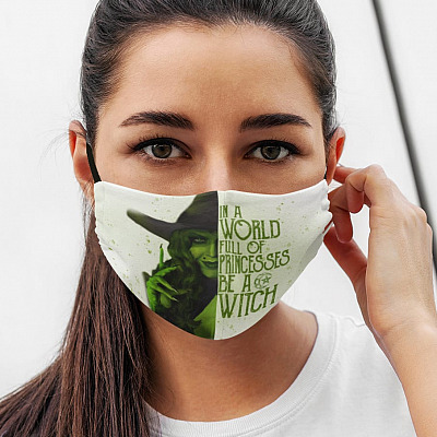 Alternative view of In A World Full Of Princess Be A Witch Washable Reusable Custom Printed Cloth Face Mask Cover - Halloween Witch Face Mask