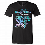 I Wear Teal And Purple For Someone I Miss Every Single Day T-Shirt - V-Neck - Suicide Prevention Awareness Shirt, Black, V-Neck T-Shirt