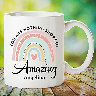 Alternative view of You Are Nothing Short Of Amazing - Personalized Mug - Pastel Rainbow Mug - Teacher Mug - Inspirational Gifts