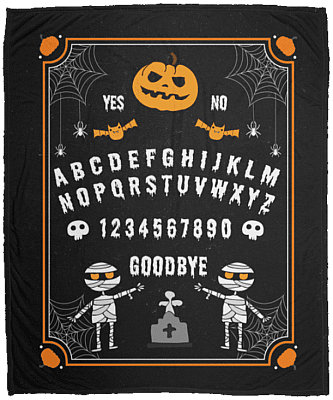 Funny Ouija Board Super Soft Comfort Warmth Printed Fleece Blanket - Premium Sherpa Blanket - Woven Blanket, White, Cozy Plush Fleece Blanket - 50x60