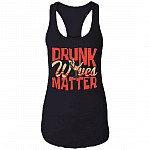 Drunk Wives Matter Cotton Tank Top Tee - Ladies Racerback Tank, Black, Ladies Racerback Tank