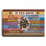 In This House We Roll for Initiative We Fight Monsters Gallery Wrapped Framed Canvas - Unframed Poster, White, 0.75'' Framed Canvas