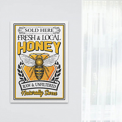 Alternative view of Fresh and Local Honey Raw and Unfiltered Bee Lover Gallery Wrapped Framed Canvas Prints - Unframed Poster
