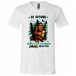 Go Outside Worst Case Scenario Darryl Kills You Bigfoot Light T-Shirt - V-Neck Shirt, White, V-Neck T-Shirt