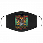 I'm A Grumpy Old Vietnam Veteran My Level Of Sarcasm Depends On Your Level Of Stupidity Washable Reusable Custom Printed Cloth Face Mask Cover, White, Cloth Face Cover
