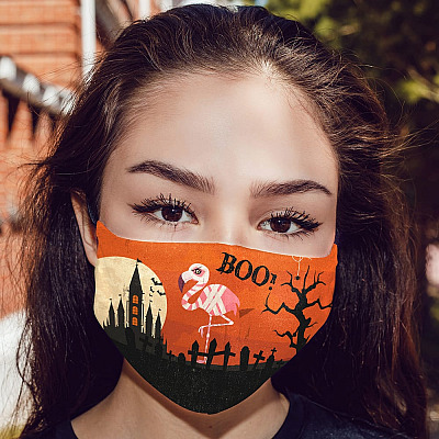 Alternative view of Halloween Flamingo Boo Washable Reusable Custom - Printed Cloth Face Mask Cover