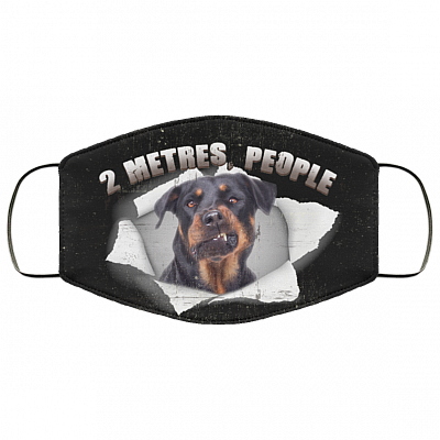 2 Metres People Funny Rottweiler Washable Reusable Custom - Rottweiler Printed Cloth Face Mask Cover, Black, Cloth Face Cover