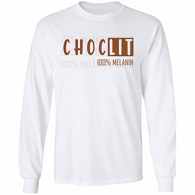 Choclit 100% Melanin African American Black Queen Hoodie - Sweatshirt, White, Long Sleeve