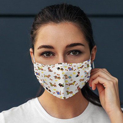 Alternative view of Dachshund Pattern Bandana Washable Reusable Custom - Cloth Face Mask Cover - Gift For Dachshund Lovers