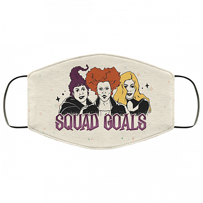Squad Goal Three Witches Pocus Washable Reusable Printed Cloth Face Mask Cover, White, Cloth Face Cover