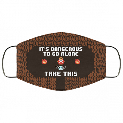 Legend It's Dangerous to Go Alone Take This Mask Funny Washable Reusable Custom - Printed Cloth Face Mask Cover, White, Cloth Face Cover